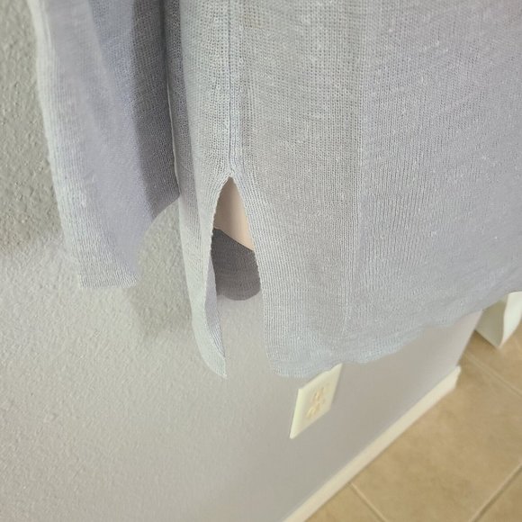 Eileen Fisher women Cardigan Straight Long Tencel Linen Rib grayish sz PM new - Picture 4 of 12